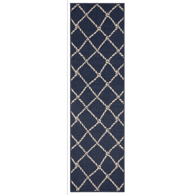 Aganlane Nautical Rope Lattice Navy/ Ivory Indoor/Outdoor Area Rug