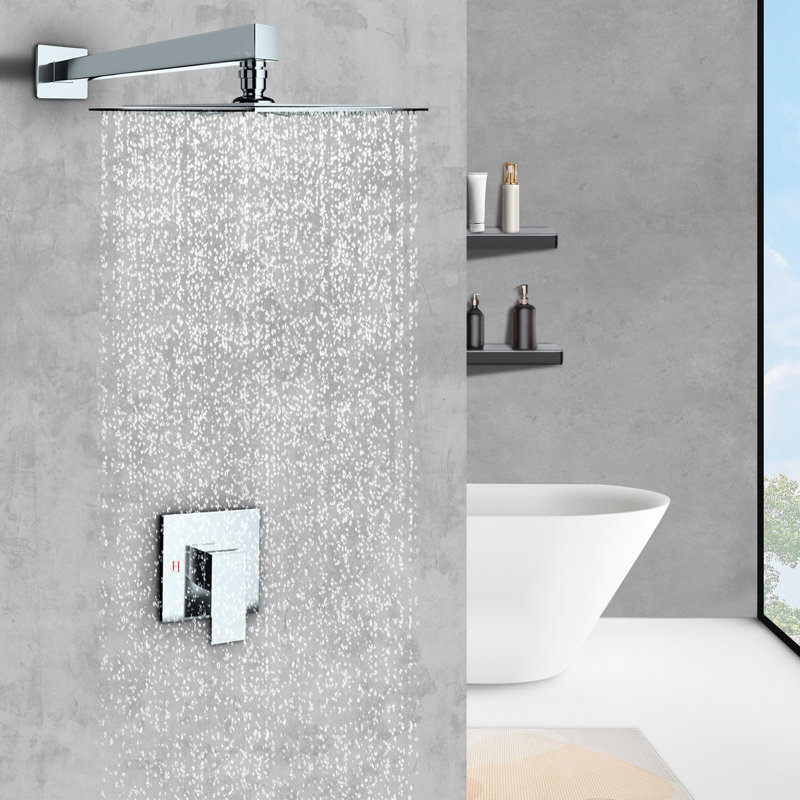 Topcraft 12-Inch Square Wall-Mounted Rain Shower System, Chrome