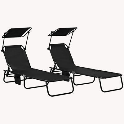 Adjustable Reclining Lounge Chairs Steel Frame Beach Pool Patio Sunshade by Latitude Run