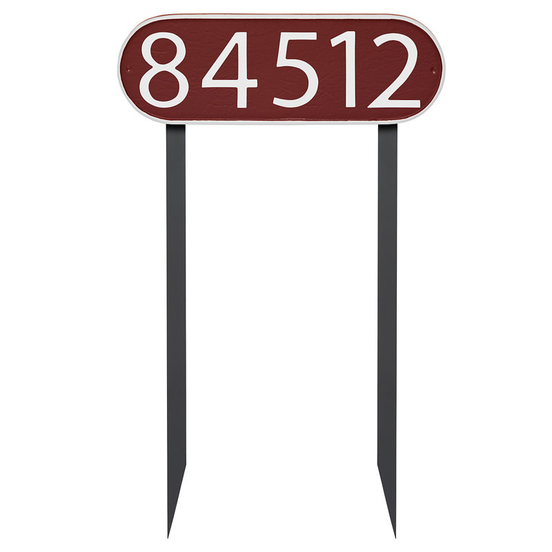 Enseigne d’adresse pour pelouse sur 1 ligne, Blanc, Rouge