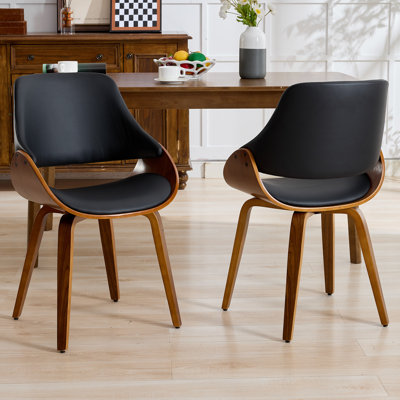 Modern Faux Leather Dining Chairs,Wood Side Chairs with Solid Wood Legs