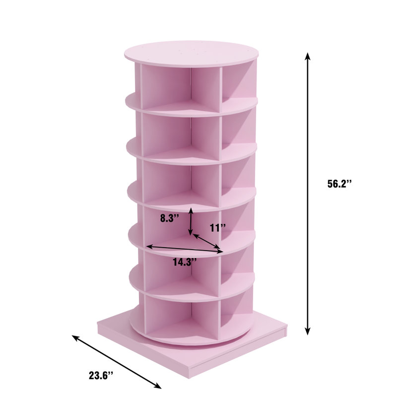 Grey 360 Rotating Shoe Cabinet 6 Layers, Vert