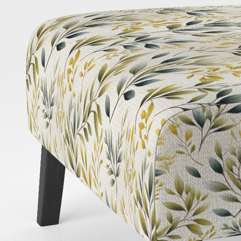 Fauteuil de chambre Neutral Leafy Flowers - Tissu d'ameublement décoratif à motif floral