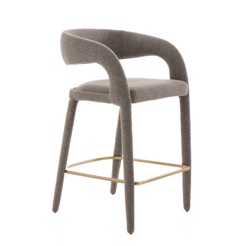Tabouret de comptoir rembourré Arshaluys, Gris foncé