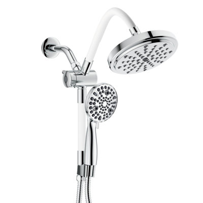 Multi Function Dual Shower Head with Angle-Adjustable Shower Arm Extensions