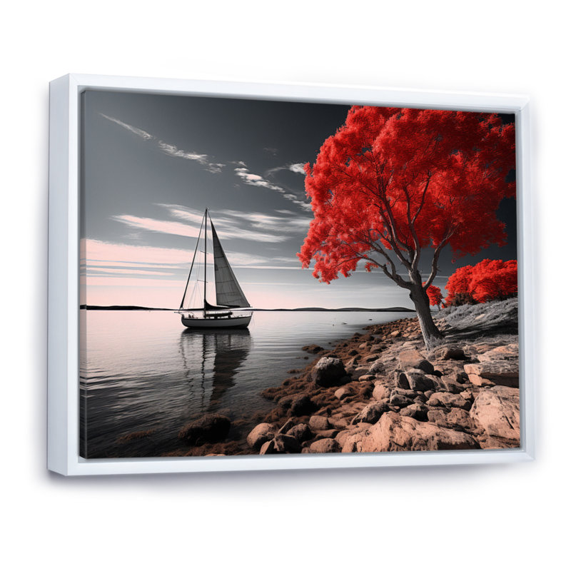 «Coastal Tranquility» sur impression sur toile, H 24 po x l 32 po, Cadre flottant blanc