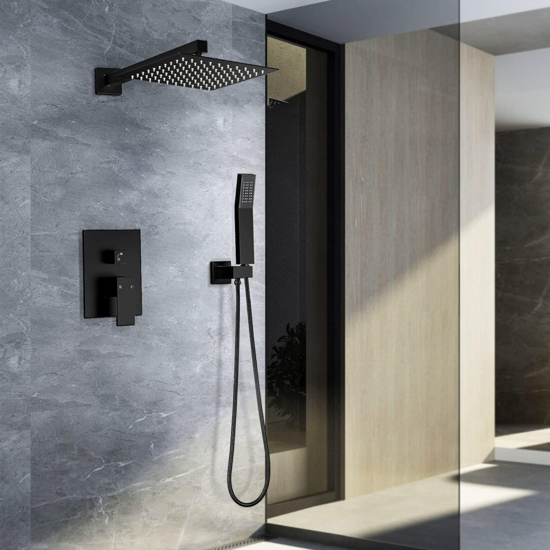 Système de pomme de douche à fixation murale 10 po, Noir mat