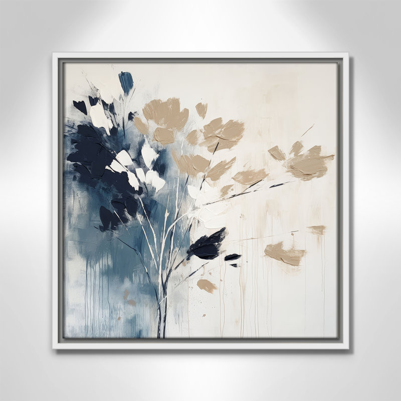 «Bliue Earthly Neutralité I» par Irena Orlov, L 17,5 po x H 17,5 po, Toile avec cadre, Flotteur blanc