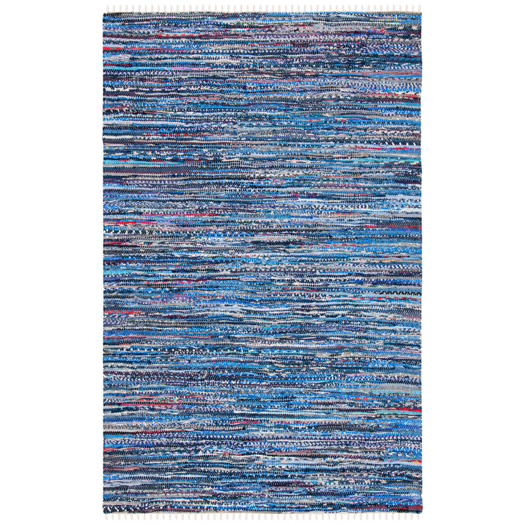 Tapis rayé en coton tissé à la main Rag