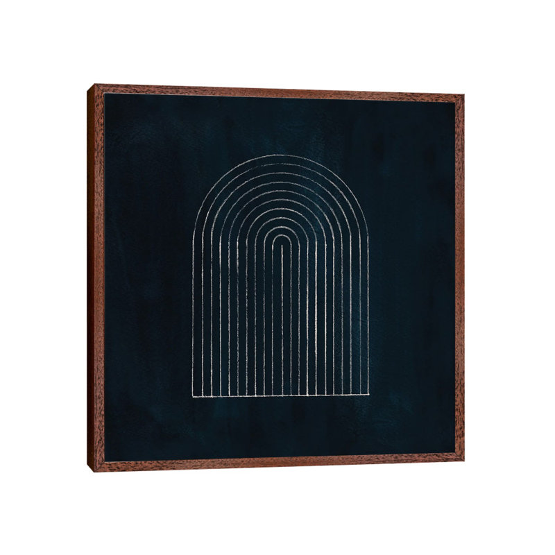 Navy Mid Century Rainbow 1 Piece Wall Art on Canvas, 45.72cm H x 45.72cm W x 3.81cm D, Classic Brown Wood Framed