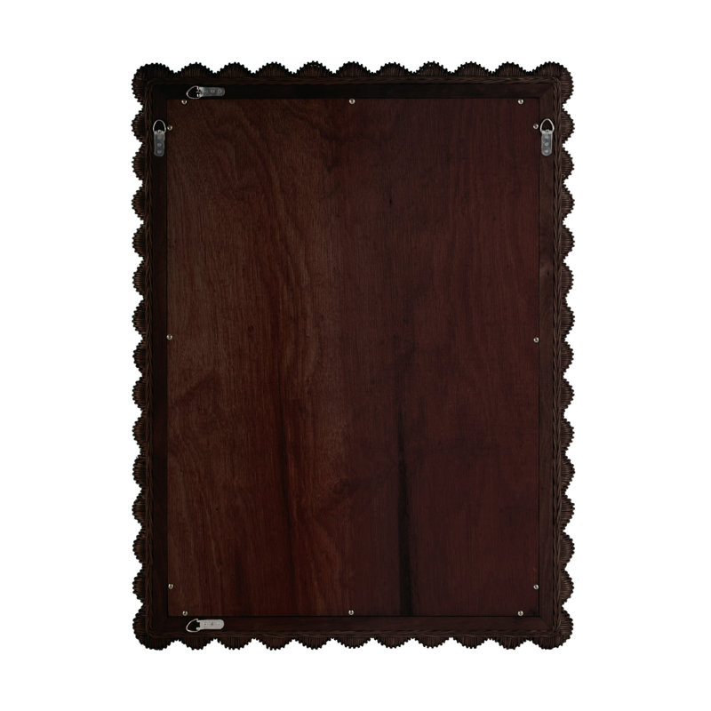 Flora Rattan Scalloped Wall Mirror, Chocolate Brown