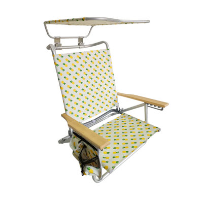  Folding Beach Chair, Backpack Recliner with Canopy, Pineapple