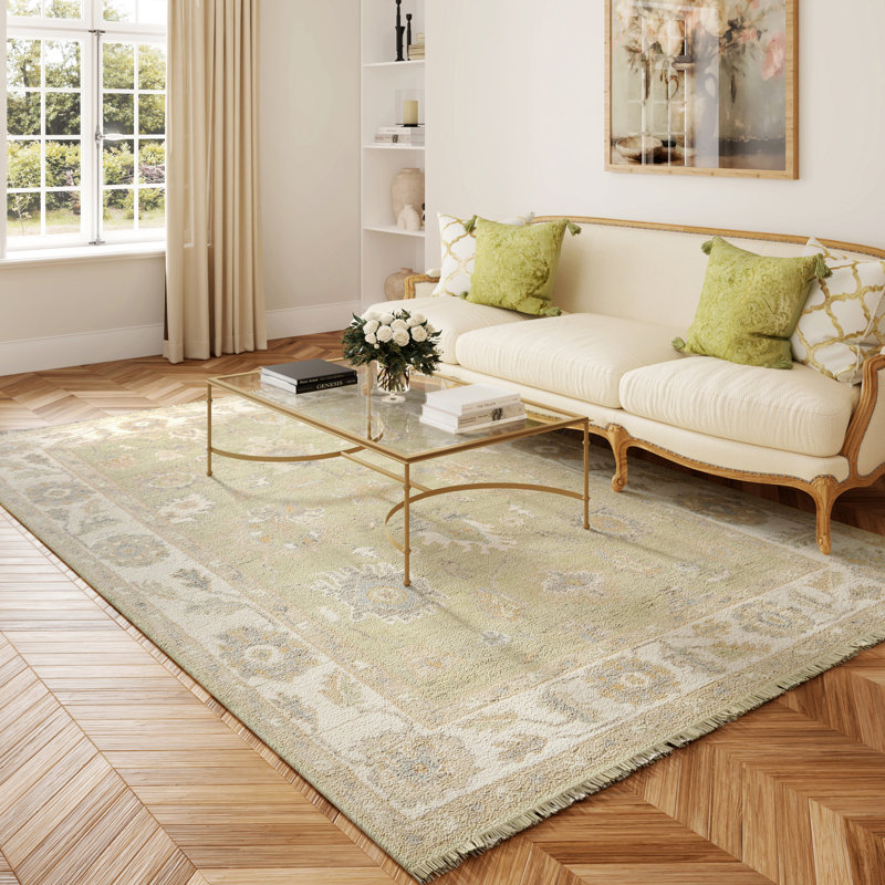 Tapis d'intérieur Herny traditionnel oriental fait à la main en laine naturelle nouée à la main, Rectangle 6 pi x 9 pi