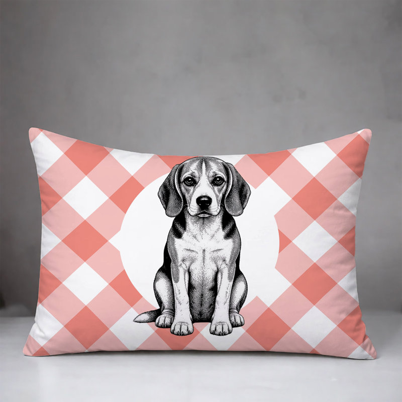 Oreiller réversible intérieur / extérieur Beagle Dog, 20 po x 14 po, Pêche