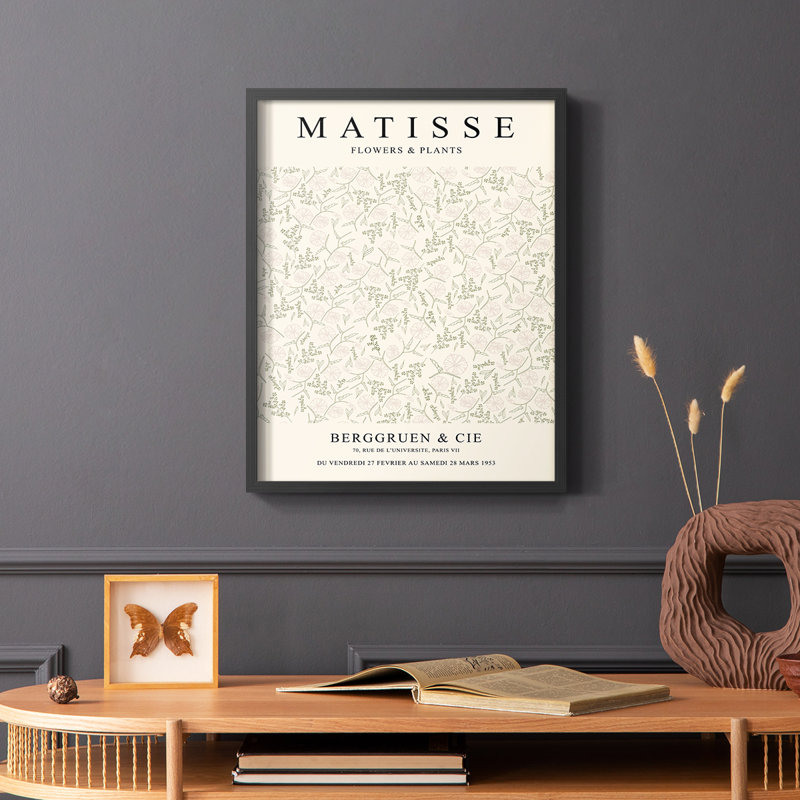 Matisse CCIV, reproduction encadrée - bois massif, Noir, noir, noir, noir, H 10 po x l 8 po