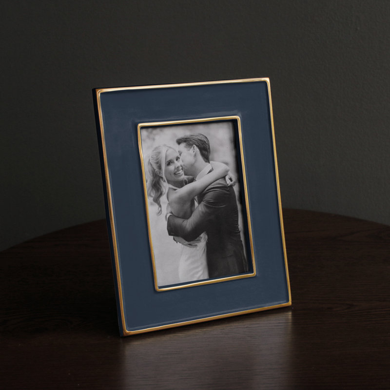 Encanto Matted Rectangle Picture Frame, Midnight/Gold Trim, 5" x 7"