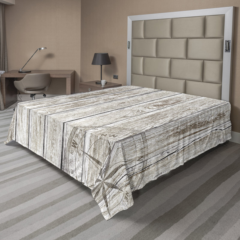 Drap-housse à motif floral Ambesonne, Taupe, blanc cassé / bois et déclin, Drap plat pour très grand lit californien