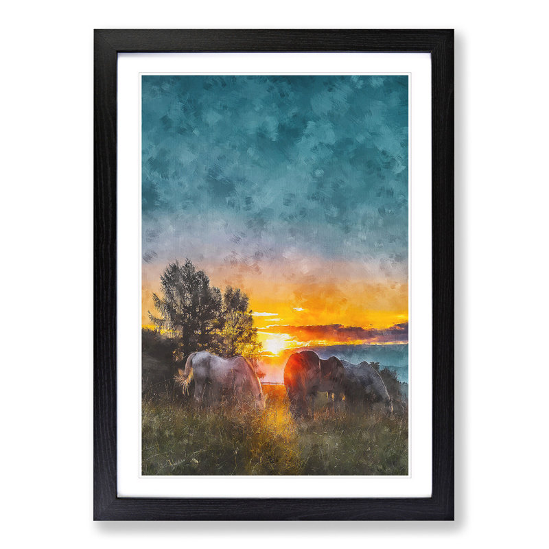 Sunrise Behind the Trees - Picture Frame Graphic Art Print, Black Framed, 33cm H x 24cm W x 2cm D