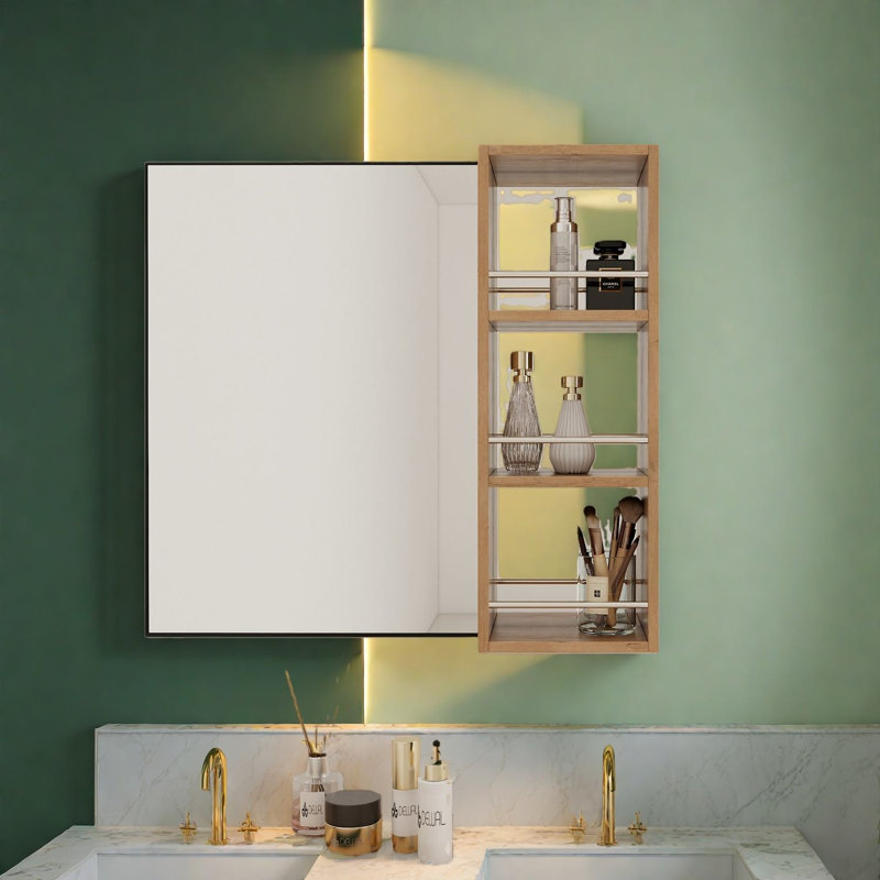 Armoires à pharmacie peu encombrantes avec rangement, tablette de salle de bain moderne en bois