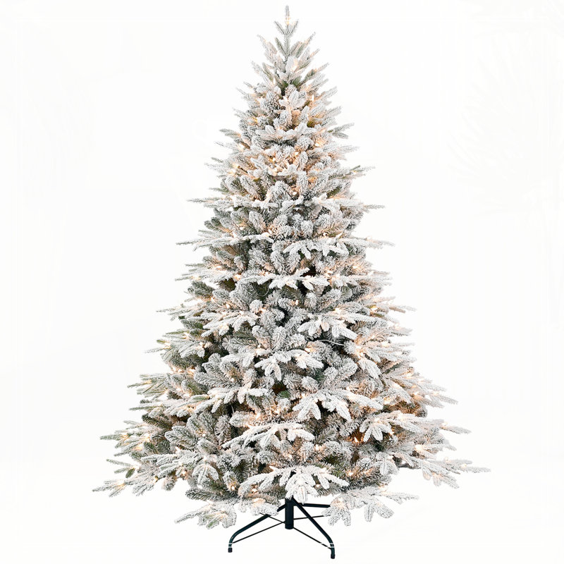 Arbre de Noël artificiel enneigé 9 pi avec 1050 blanc chaud, H 9 pi