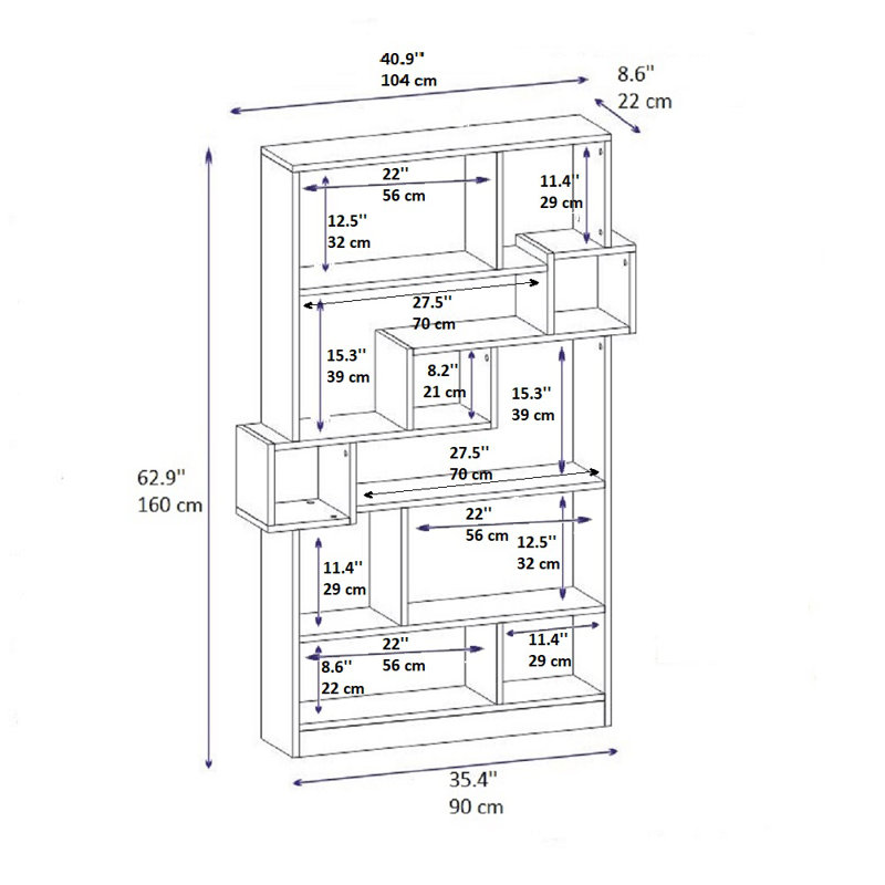 Friedlinde 160 cm H x 90 cm W Standard Bookcase