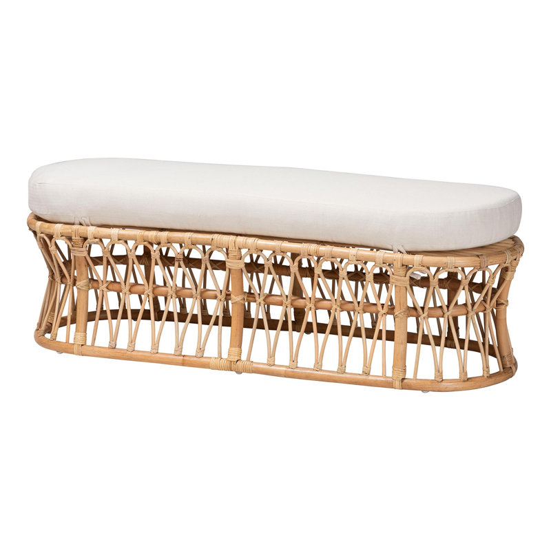 Banc d'appoint en rotin naturel Adelpha de Bali & Pari avec siège rembourré