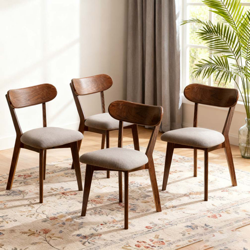 Dining Chair  4 pcs, Dark Gray, Walnut
