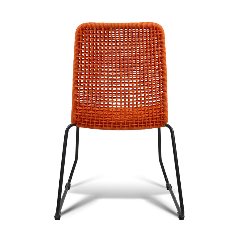 Knot Patio Dining Side Chair, Charcoal Gray /Orange 