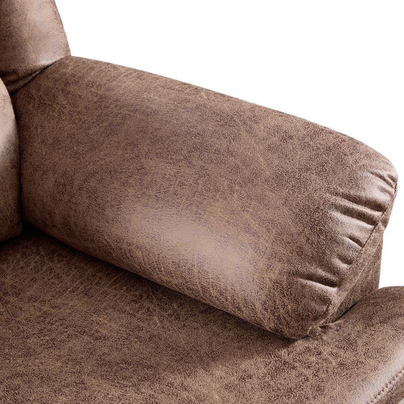 35.8'' Wide Classic Faux Leather Swivel and Glider Manual Recliner, Brown