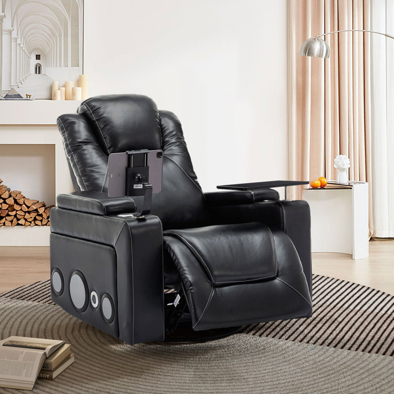 Fauteuil inclinable Hudis, Similicuir noir
