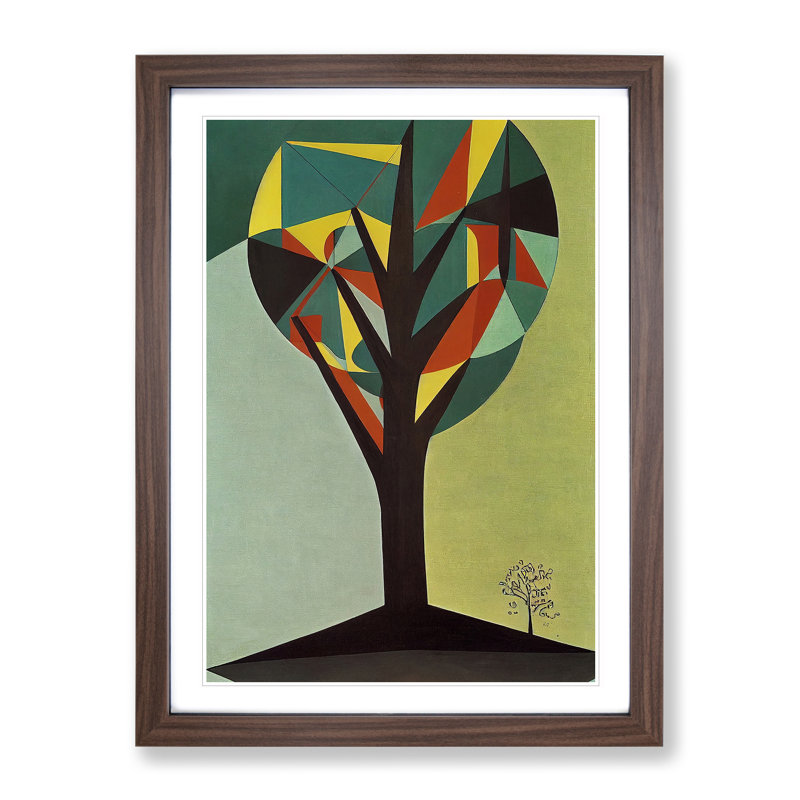 Retro Abstract Tree No.1 - Framed Print, 64cm H x 46cm W x 2cm D, Walnut Framed