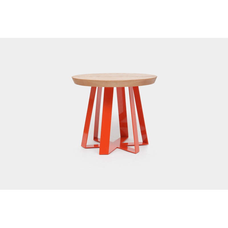 ARS Solid Wood Top End Table, Oak, Orange