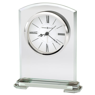 Corsica Roman Numeral Quartz movement / Crystal Alarm Tabletop Clock in Silver
