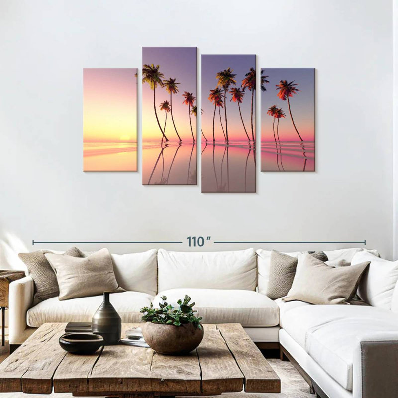 Gillard Palm Trees Pink Sunset, 48" H x 75" W