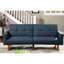 Navy Polyfiber Couch With Cushion And Wooden Legs - Ideal For Home Use Transitional Bed Square Arm Style Plywood Frame Stable