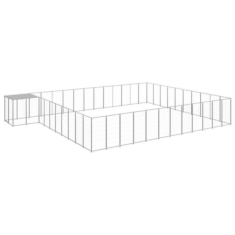 Ponce 43.31cm H Metal Yard Kennel With Door, Silver