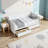 Twin Size Solid Pine Wood Sleeper Sofa Bed with 2 Hidden Storage Drawers, White - Space-Saving Daybed for Guest or Small Rooms-251568226