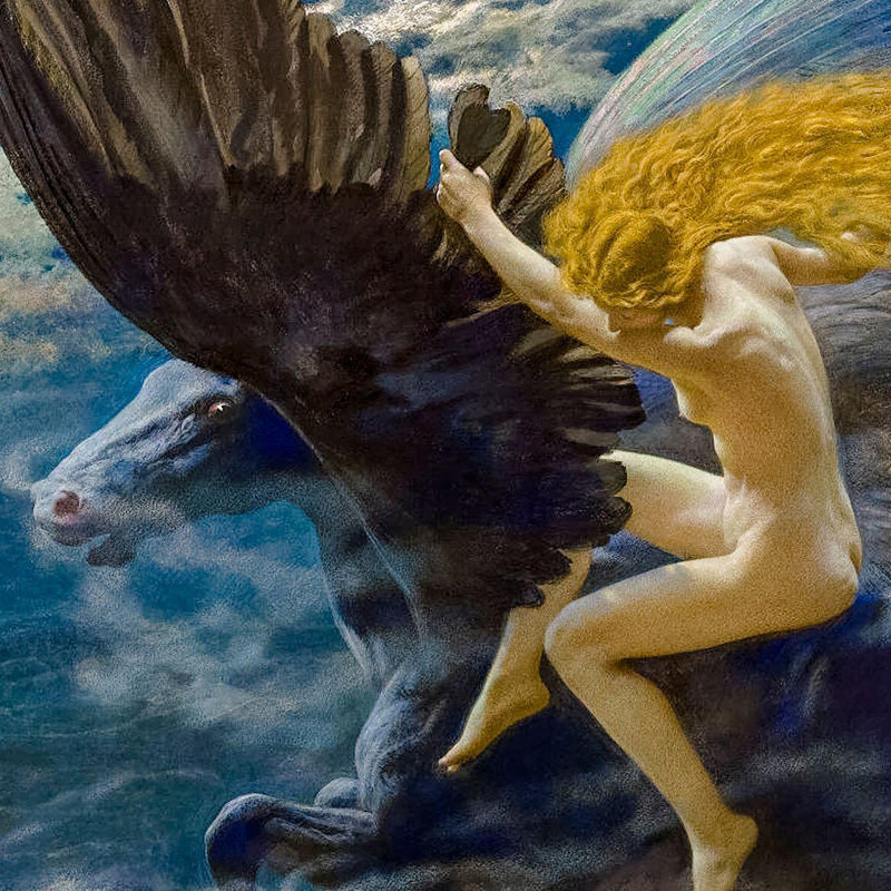 "Dream Idyll (A Valkyrie)" par Edward Robert Hughes sur toile, H 40,25 po x l 38,25 po