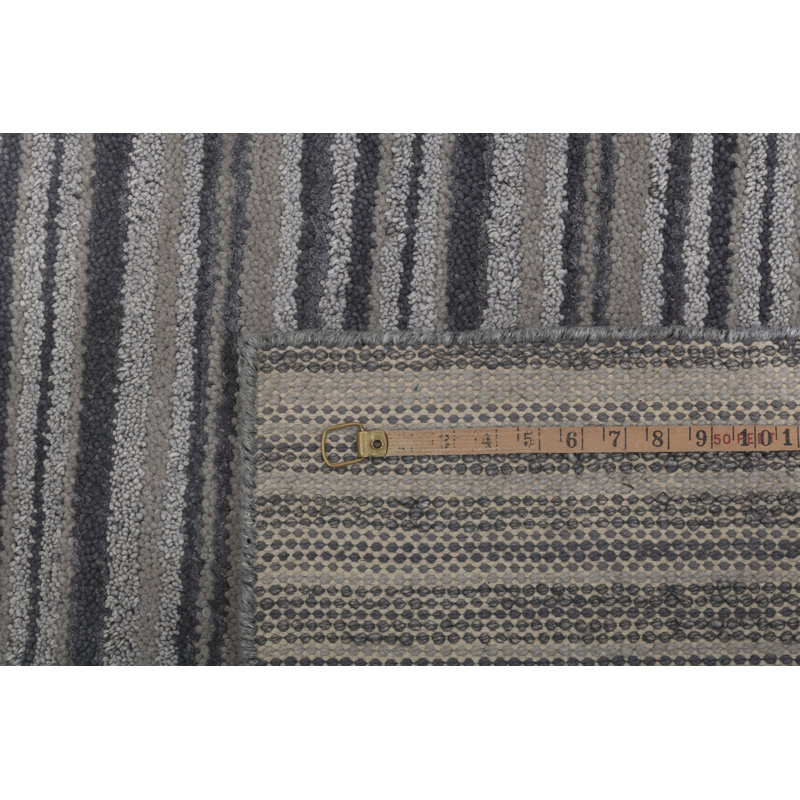 Handmade Cotton and Silk Striped Area Rug