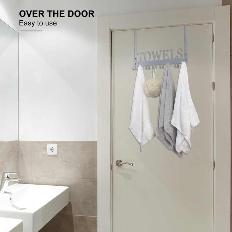 Crochets de porte robustes avec 8 crochets - Crochet pour serviettes en acier au manganèse durable pour la salle de bain, la chambre à coucher, la cuisine - Support mural ou organisateur de porte peu encombrant