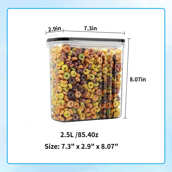 Cereal Containers Storage, Airtight Food Storage Container with Lid of 4  [2.5L/85.4oz] for Kitchen & Pantry Organization, BPA-Free Clear Plastic