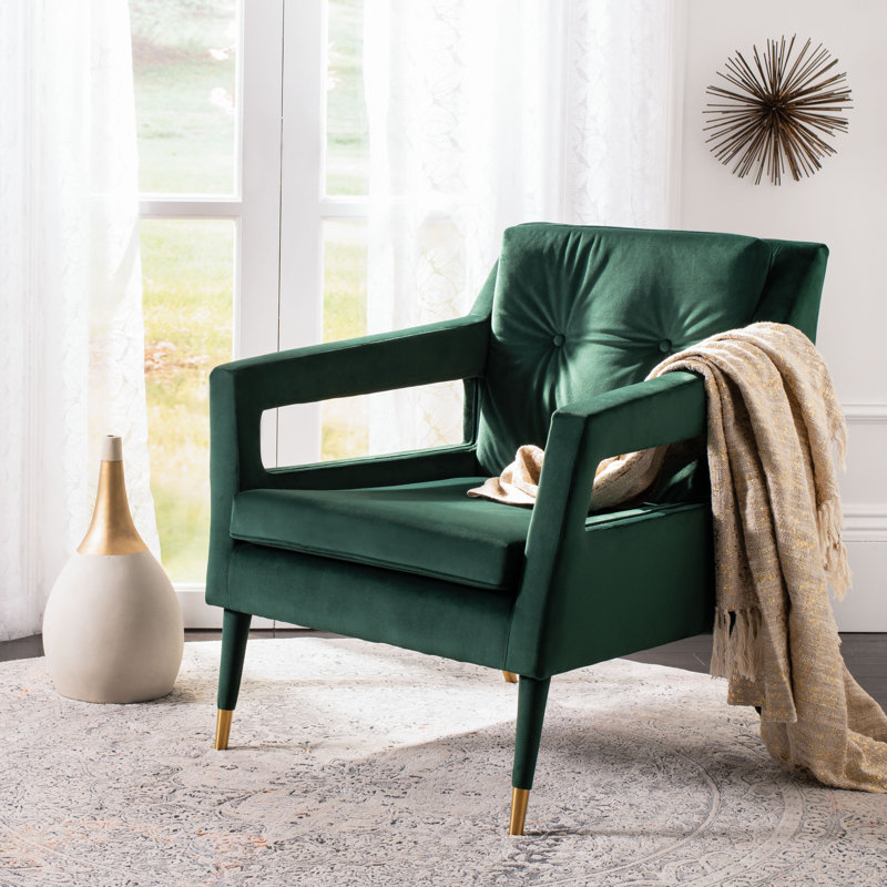 Velveteen Velvet Armchair, Forest Green Velvet