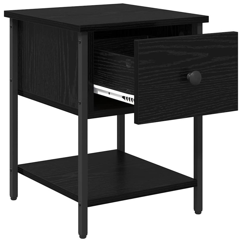 34cm W Manufactured Wood Bedside Table, Black Oak