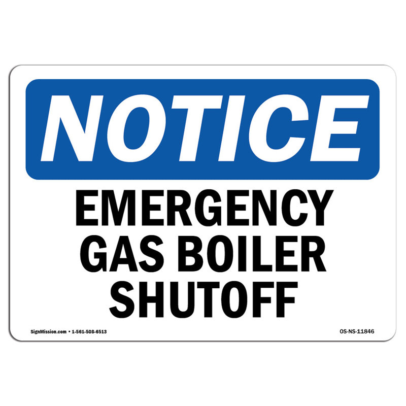 Emergency Gas Boiler Shutoff Sign