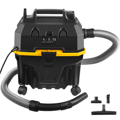 Wet Dry Vac, 4 Gallon, 5 Peak HP, 3 In 1 Shop Vacuum With Blowing Function Portable Attachments To Clean Floor, Upholstery, Gap, Car, ETL Listed, Black