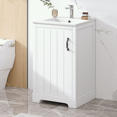 Meuble-lavabo de salle de bain avec lavabo, porte à fermeture douce, support de rangement et tablette réglable