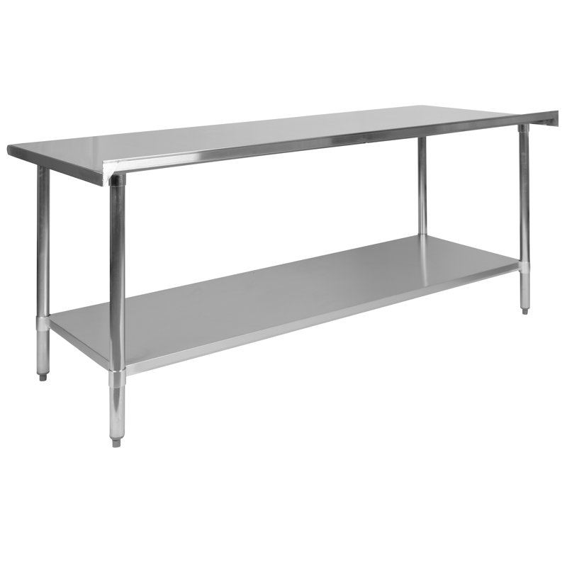 Table de préparation et de travail Woodford en acier inoxydable avec dosseret et tablette inférieure