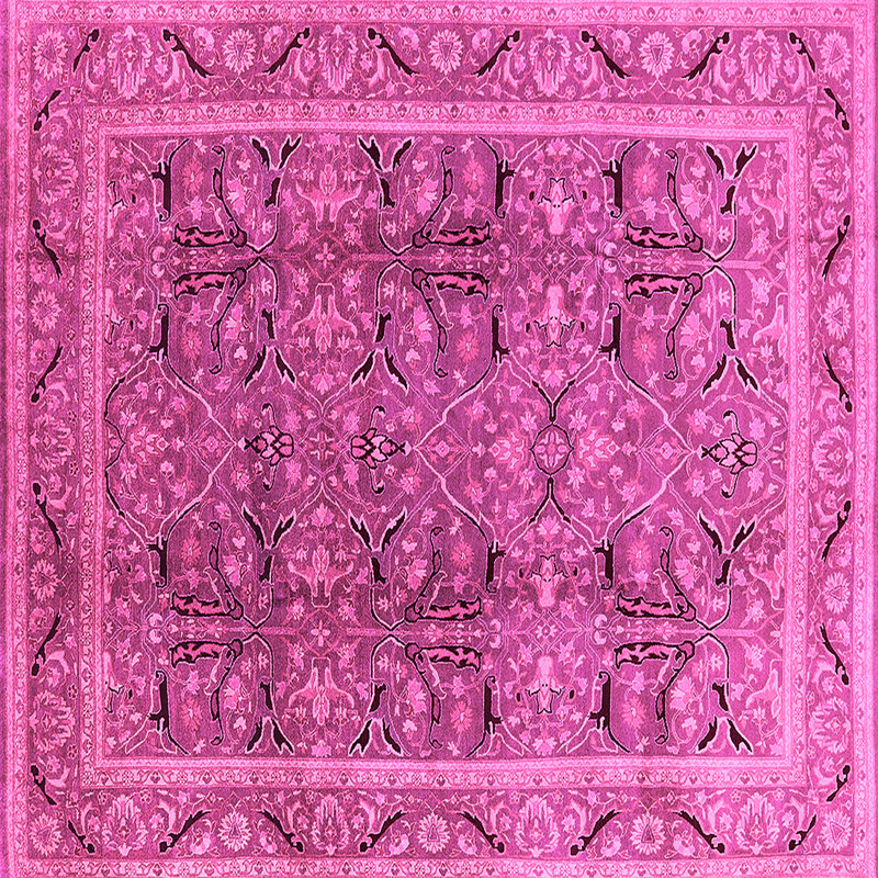 Tapis oriental en laine / polyester tissé à la machine en rose, Carré 5 pi