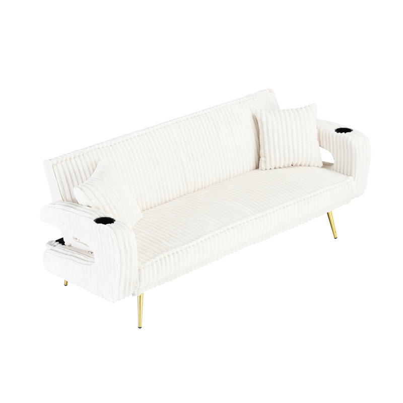 White Corduroy With Metal Legs, Breathable Upholstery, Suitable For Study Area Stylish Living Room , High Resilience Sponge Filled, And Comfortable