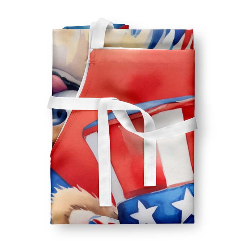 Patriotic American Apron, Brown Pomeranian